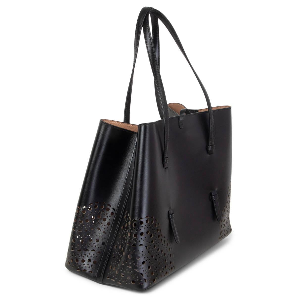 ALAÏA | Mina 16 Perforated Leather Tote Bag | BLACK | Women | Lane Crawford