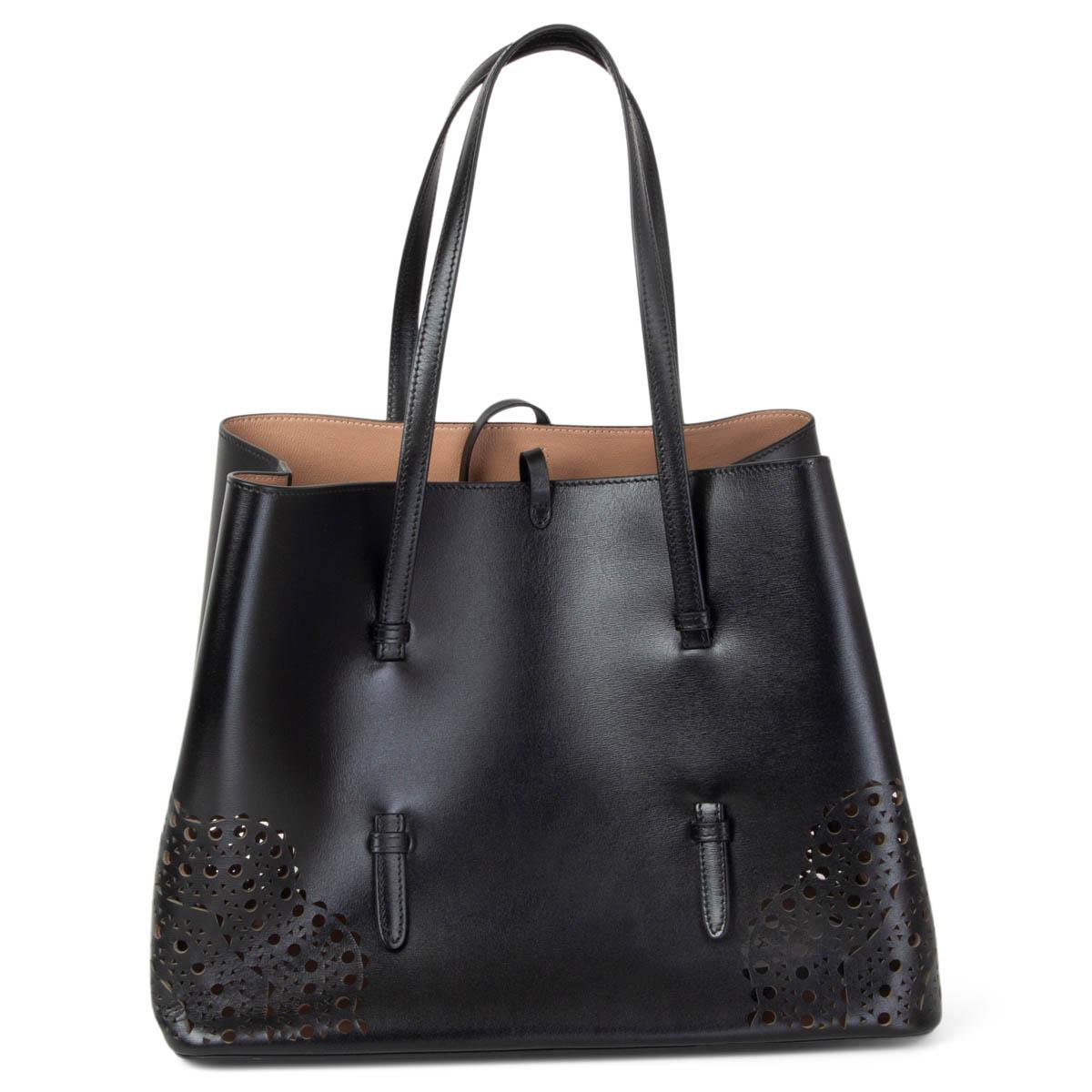 Noir ALAIA - Sac fourre-tout en cuir noir MINA 32 LASER CUT