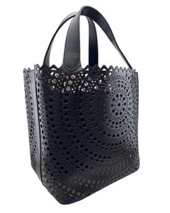 Alaia Black Leather Mina Scalloped Laser Cut Tote