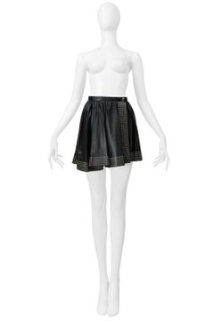 Alaia Black Leather Mini Skirt With Grommets 2014