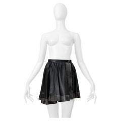 Alaia Schwarzer Leder Minirock mit Ösen 2014