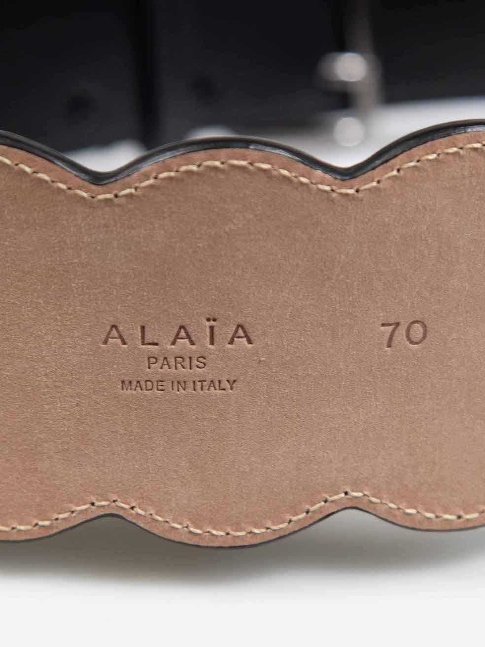 Alaïa Black Leather Patterned Belt For Sale 1