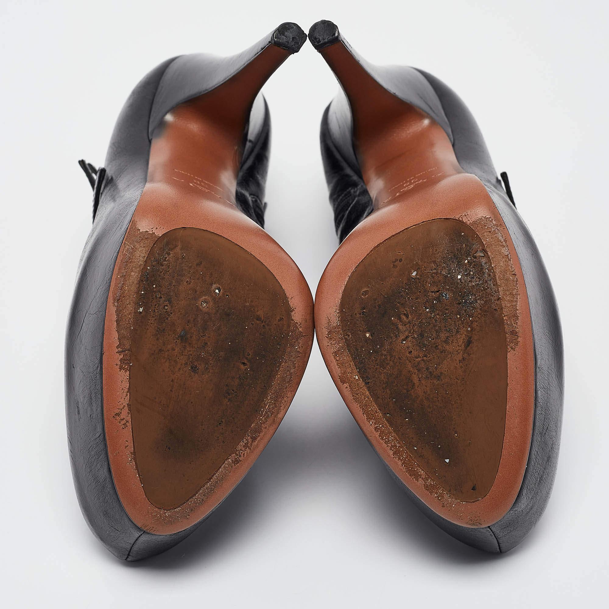 Bombas Mary Jane de plataforma de cuero negro Alaia talla 38 en venta 1