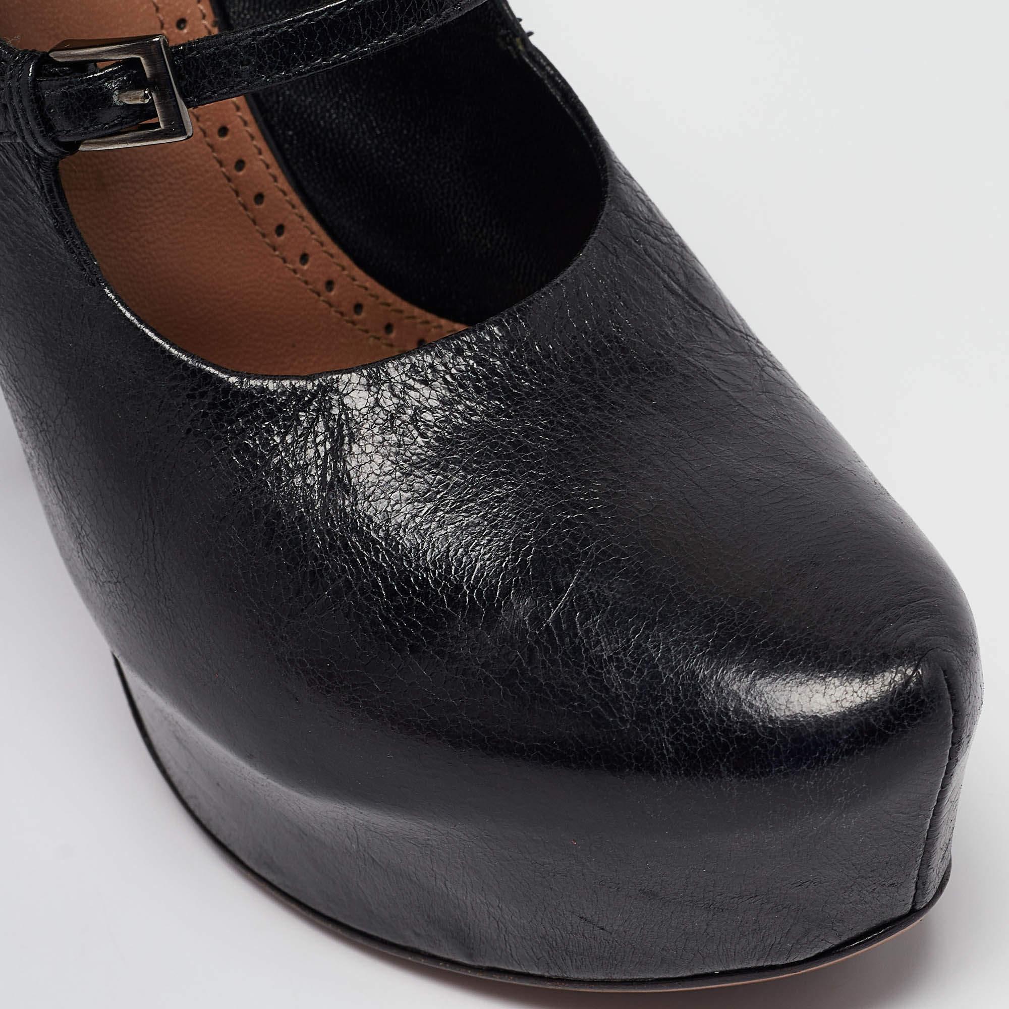 Bombas Mary Jane de plataforma de cuero negro Alaia talla 38 en venta 2