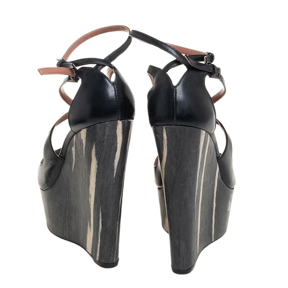 wedge sandals black leather