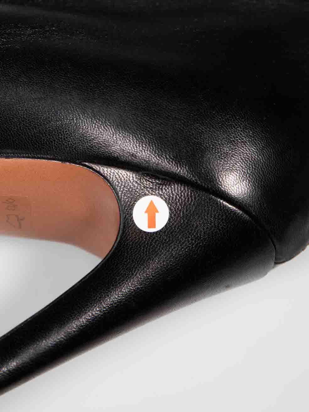 Alaïa Black Leather Ruffle Platform Boots Size IT 39.5 For Sale 3