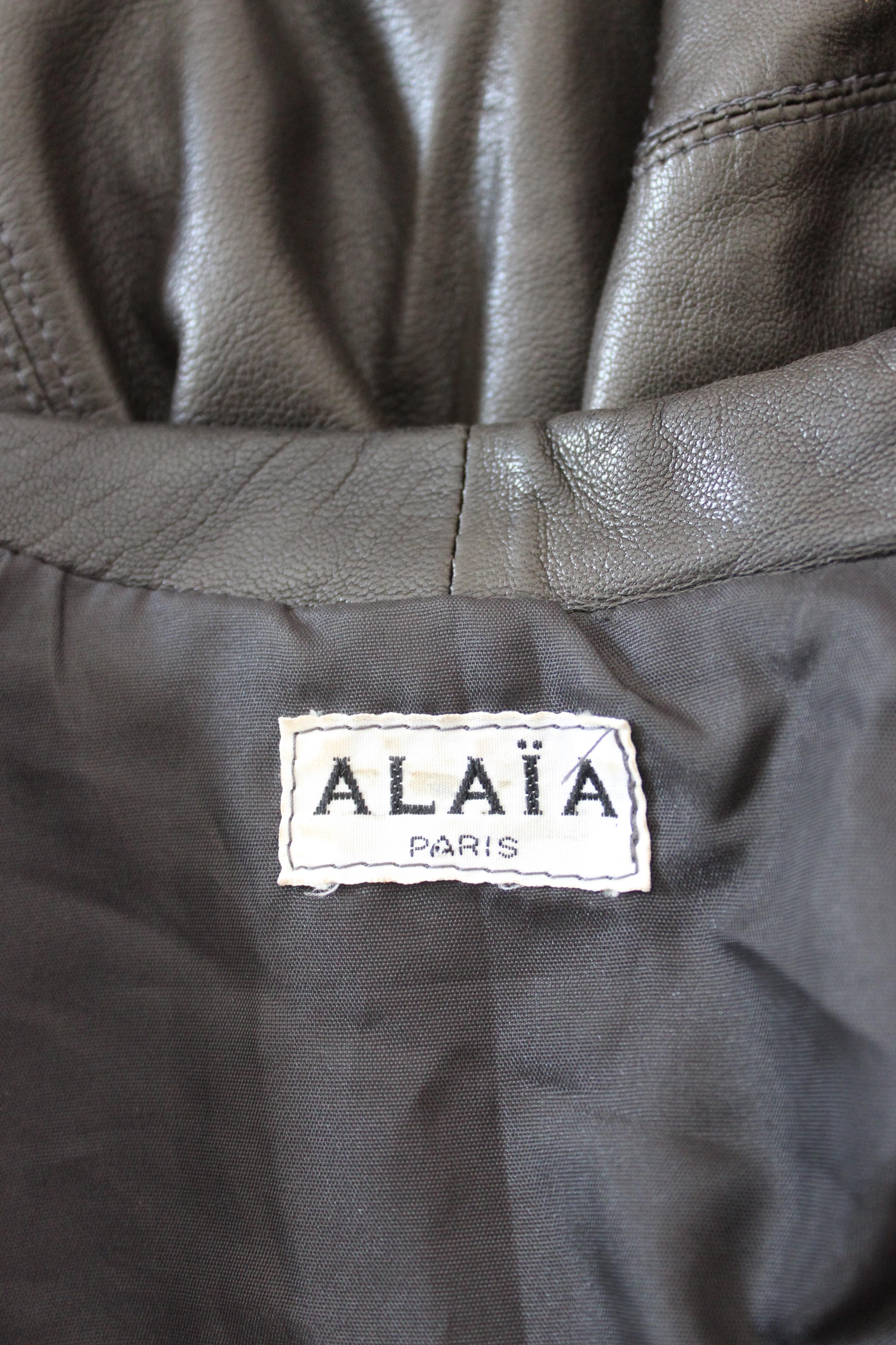 Azzedine Alaia Leather Black Iconic Bolero Jacket 1980 1