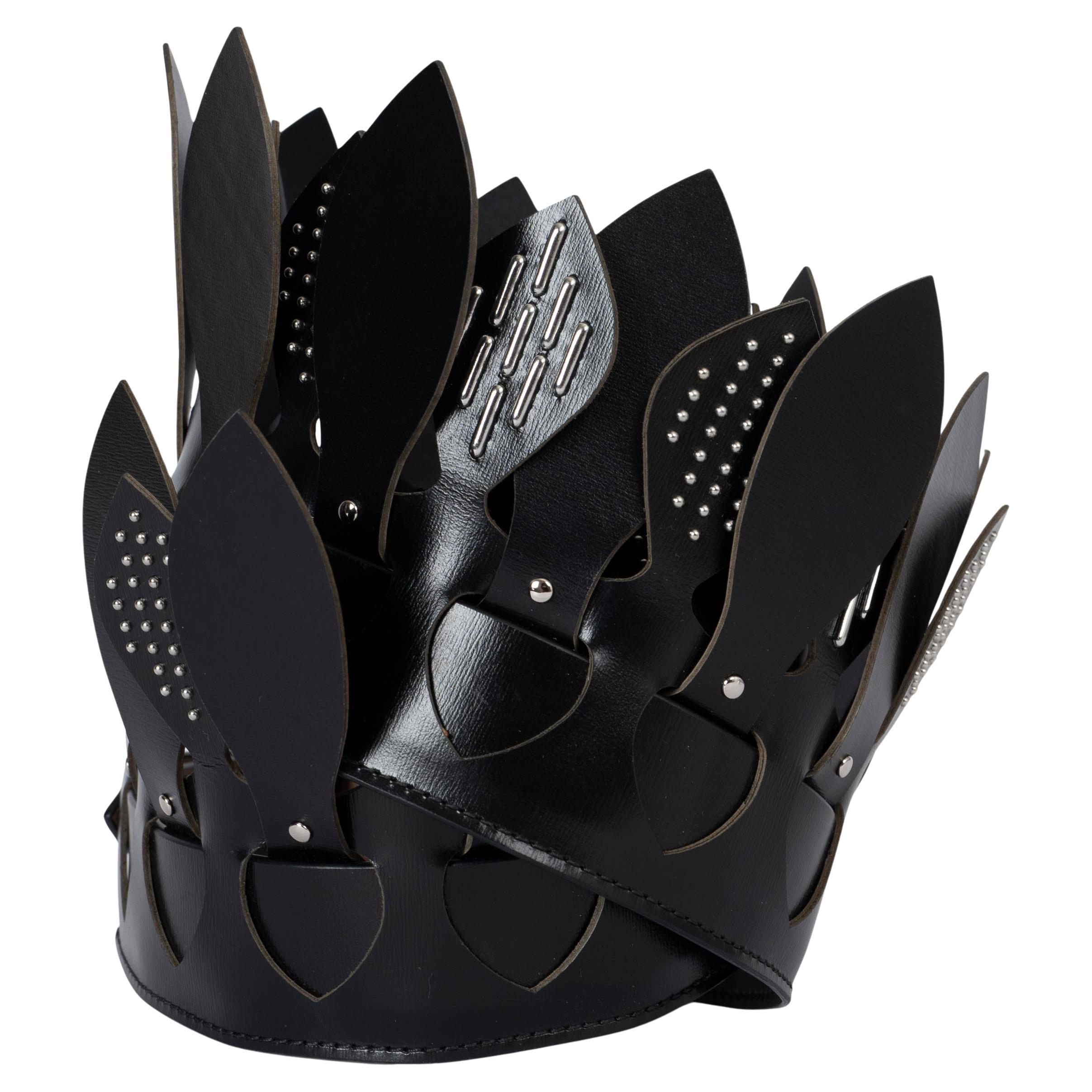 ALAIA black leather STUDDED PETAL WIDE CORSET WAIST Belt 75 For Sale