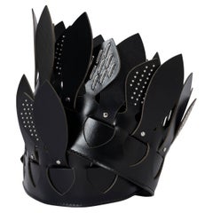 ALAIA cuir noir STUDDED PETAL WIDE CORSET WAIST Ceinture 75