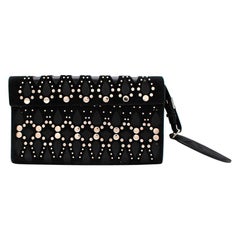 Alaia Black leather & Suede Cut-out Studded Clutch Bag