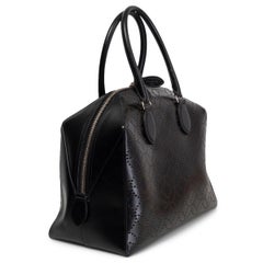 ALAIA black leather TRAPEZ MEDIUM ARABESQUE LASER-CUT Tote Bag