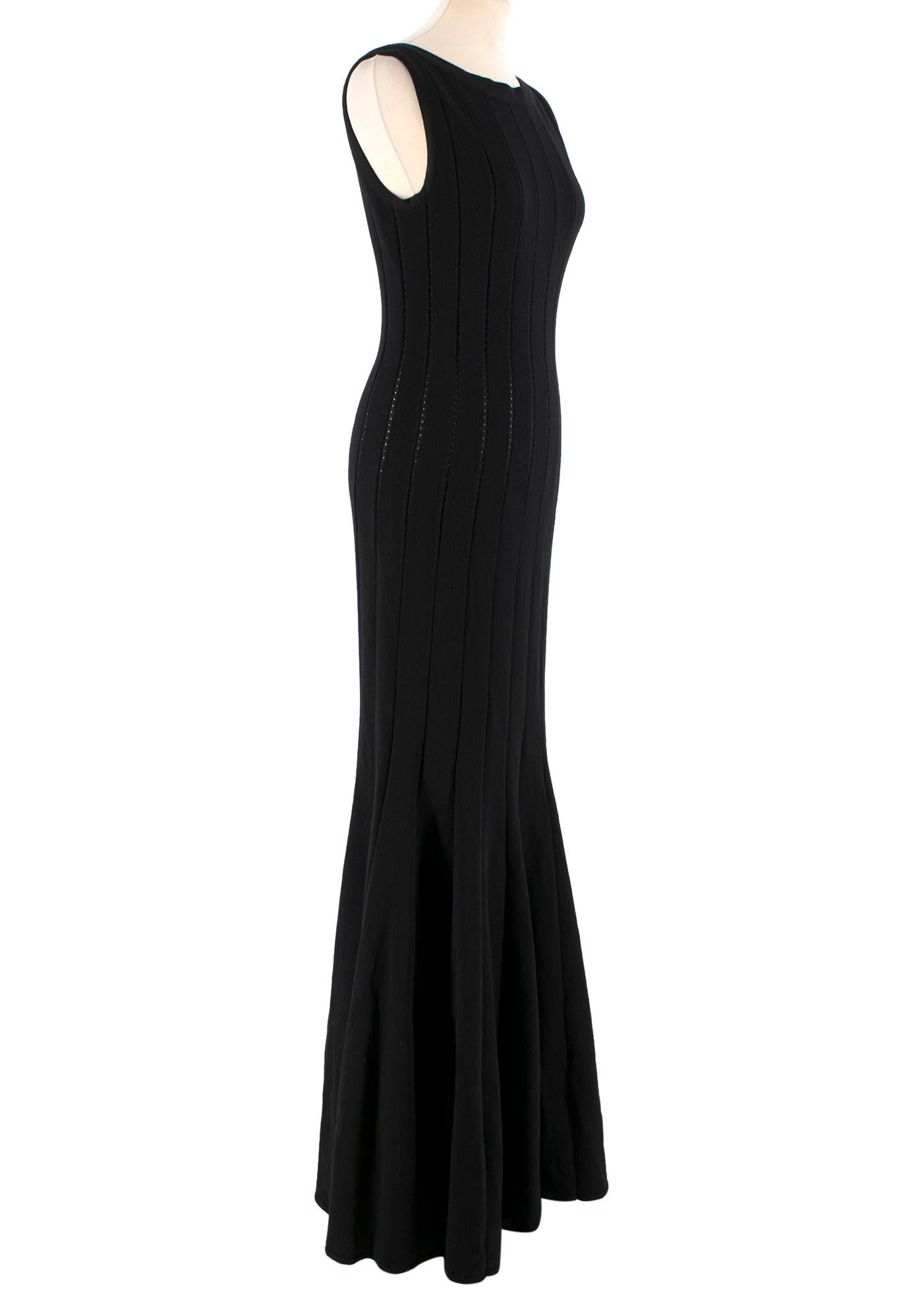 Alaia Black Maxi Fishtail Dress

-Black maxi dress
-Panelled dress with sheer crochet in between
-Sleeveless 
-Wide boat neckline
-Back zip closure

Please note, these items are pre-owned and may show signs of being stored even when unworn and
