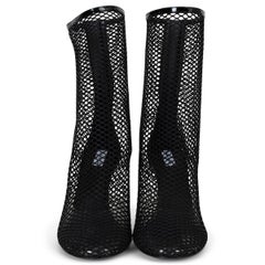 ALAIA black mesh LA CAGE 100 FISHNET Ankle Boots Shoes 39