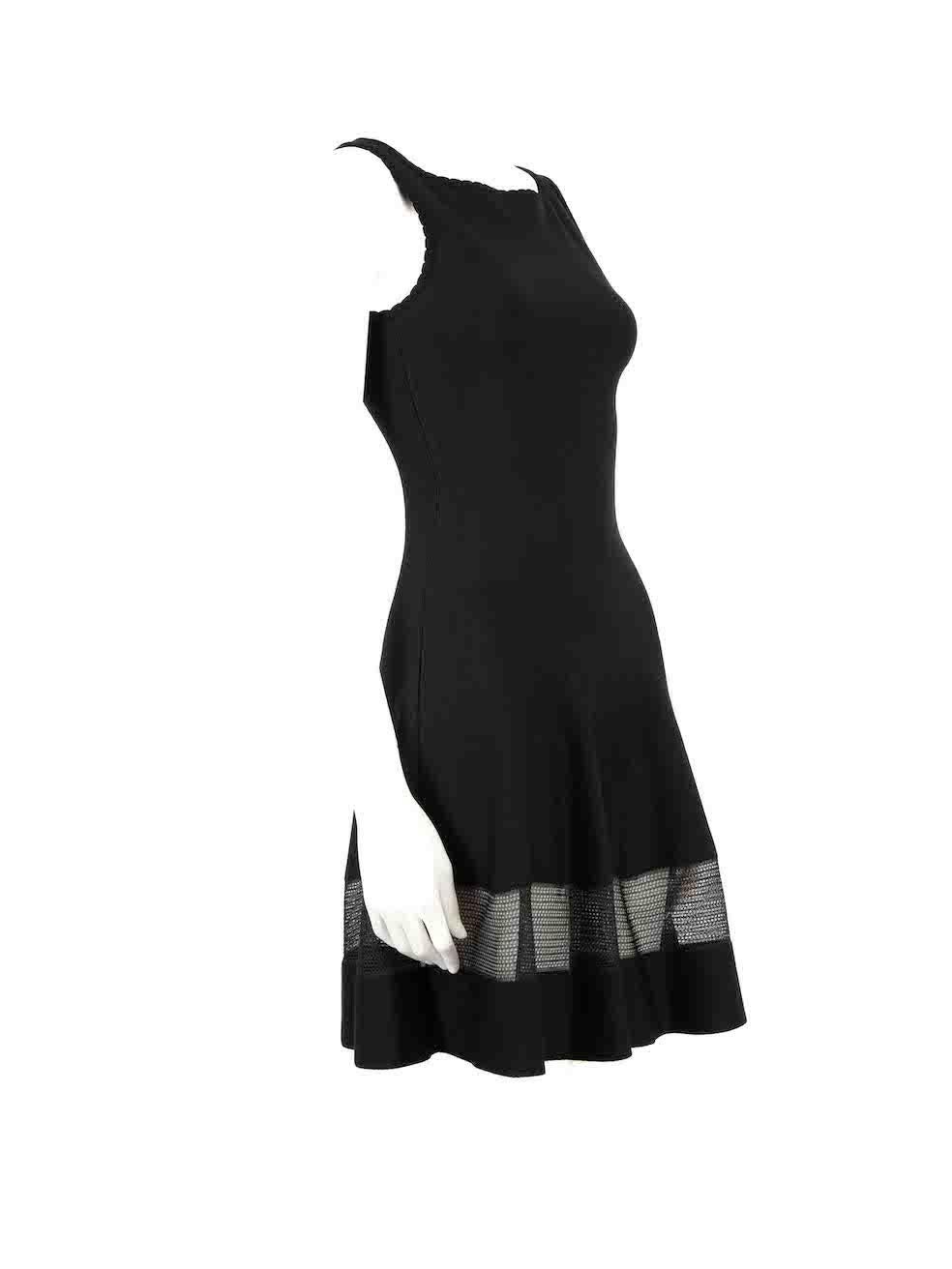 CONDITION is Never worn. No visible wear to dress is evident on this new Alaïa designer resale item.
 
 
 
 Details
 
 
 Black
 
 Viscose
 
 Dress
 
 Knee length
 
 Sleeveless
 
 Round neck
 
 Mesh panel skirt
 
 
 
 
 
 Made in Italy
 
 
 
