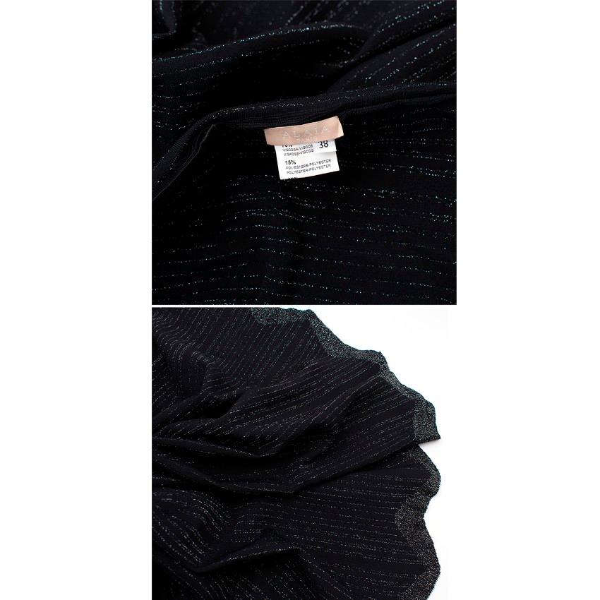 Women's Alaia Black Metallic Striped Knit Pleated Dress - Size US6