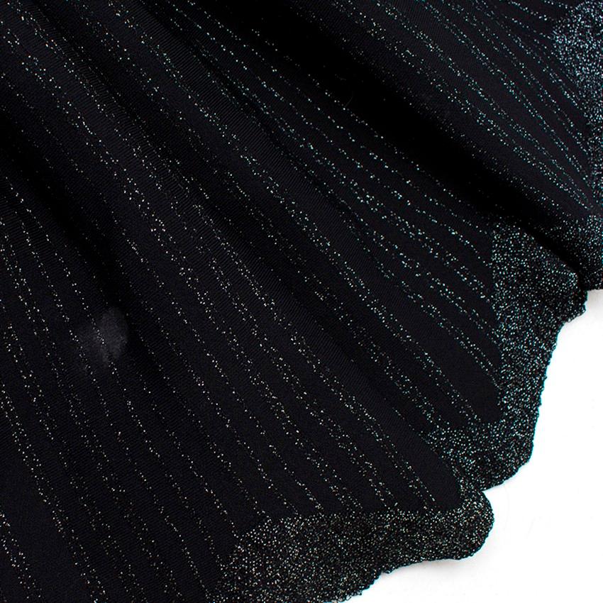 Alaia Black Metallic Striped Knit Pleated Dress Size 6 3