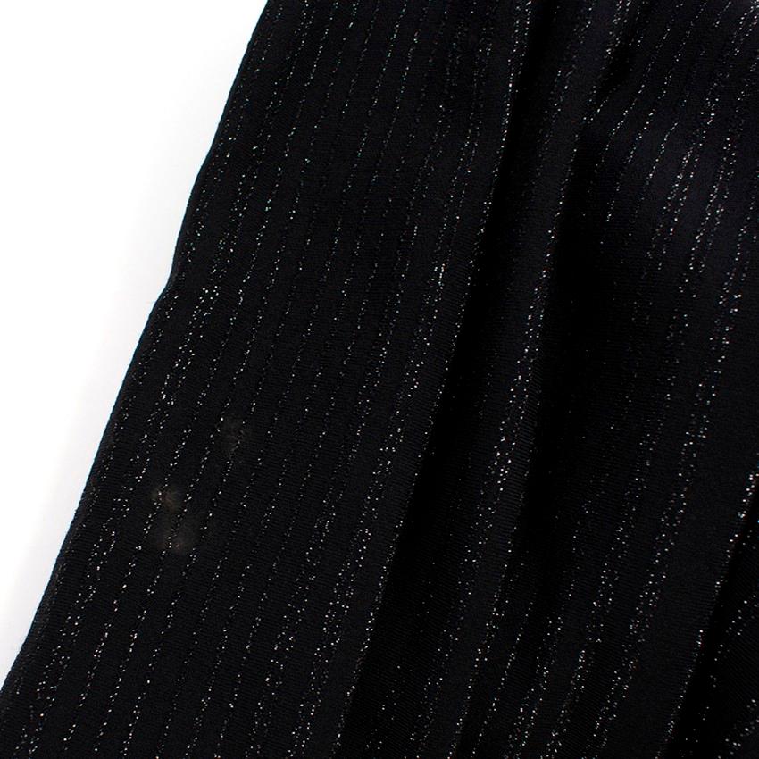 Alaia Black Metallic Striped Knit Pleated Dress Size 6 4