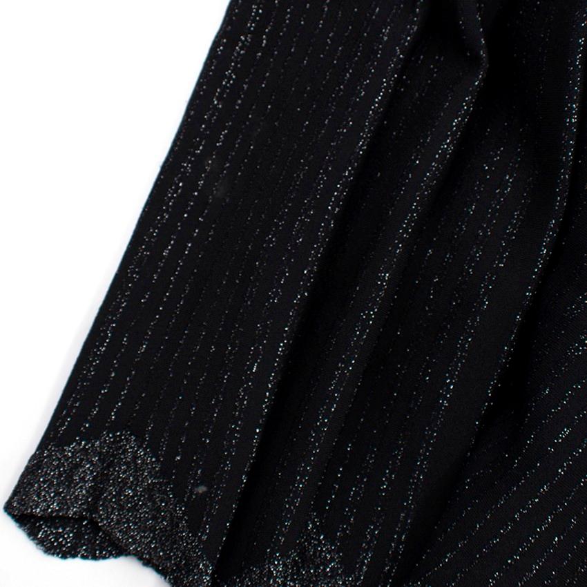 Alaia Black Metallic Striped Knit Pleated Dress Size 6 5