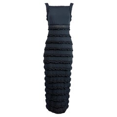 Alaïa black midi ruffled dress
