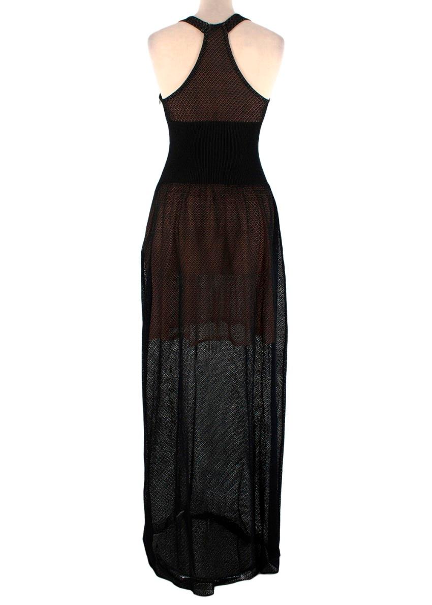 Alaia Black & Nude Crocheted Maxi Dress - US 6 In Excellent Condition For Sale In London, GB