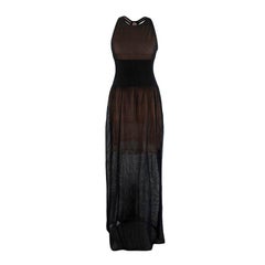Alaia Black & Nude Crocheted Maxi Dress - US 6