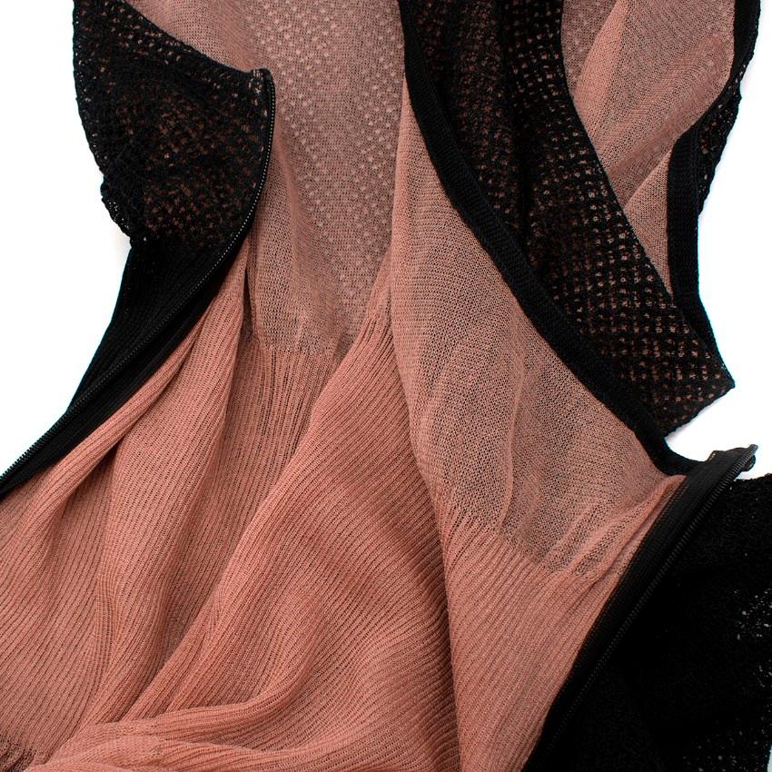 Alaia Black & Nude Crocheted Maxi Dress - US 6 For Sale 6