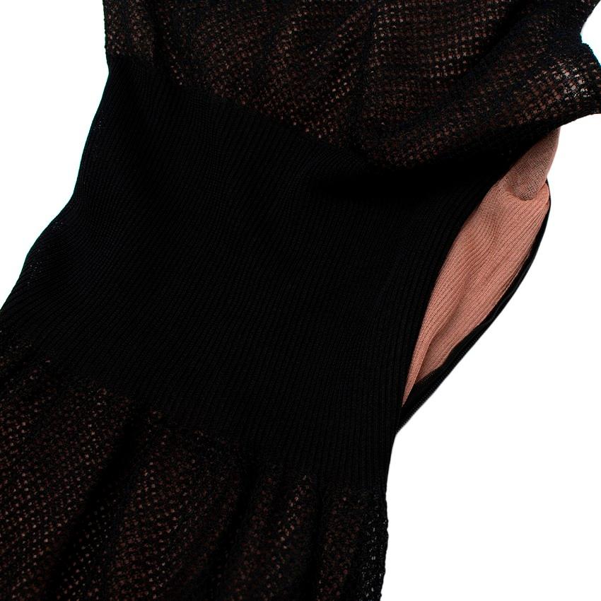 Alaia Black & Nude Crocheted Maxi Dress - US 6 For Sale 2