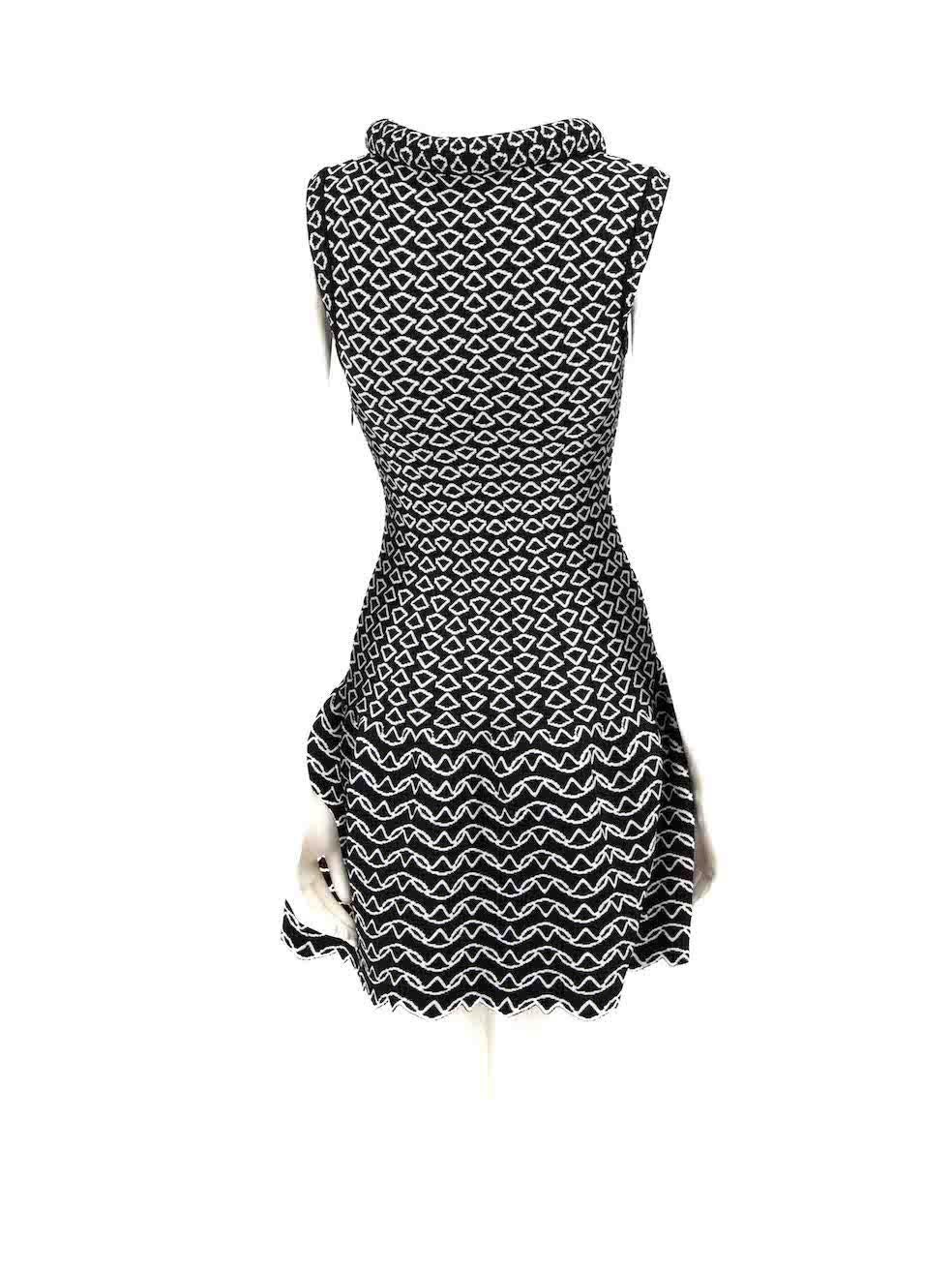 Alaïa Black Padded Neck Sleeveless Abstract Knit Dress Size S In Excellent Condition For Sale In London, GB