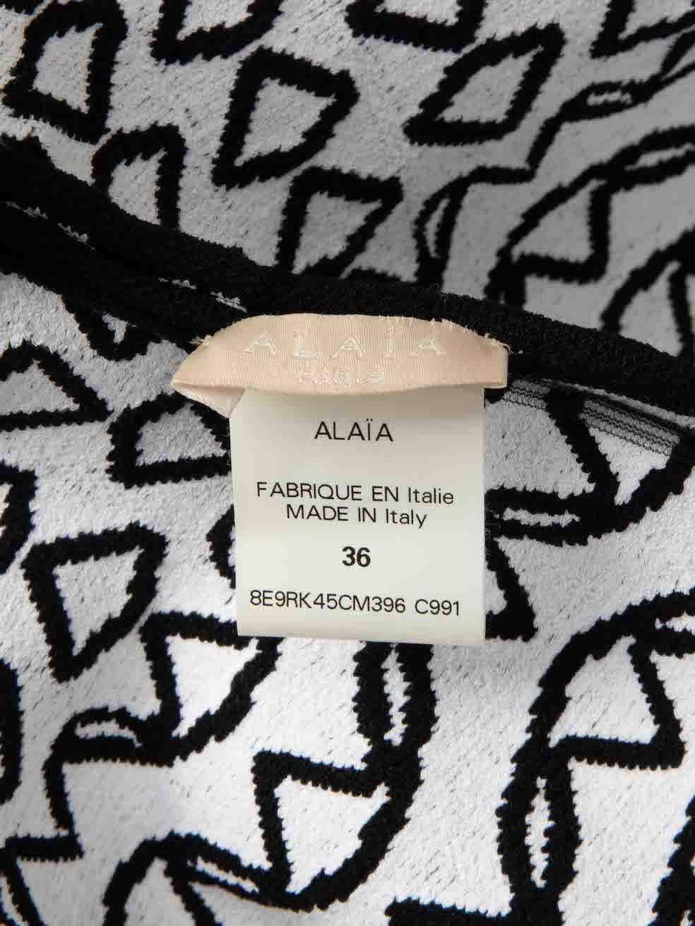 Women's Alaïa Black Padded Neck Sleeveless Abstract Knit Dress Size S