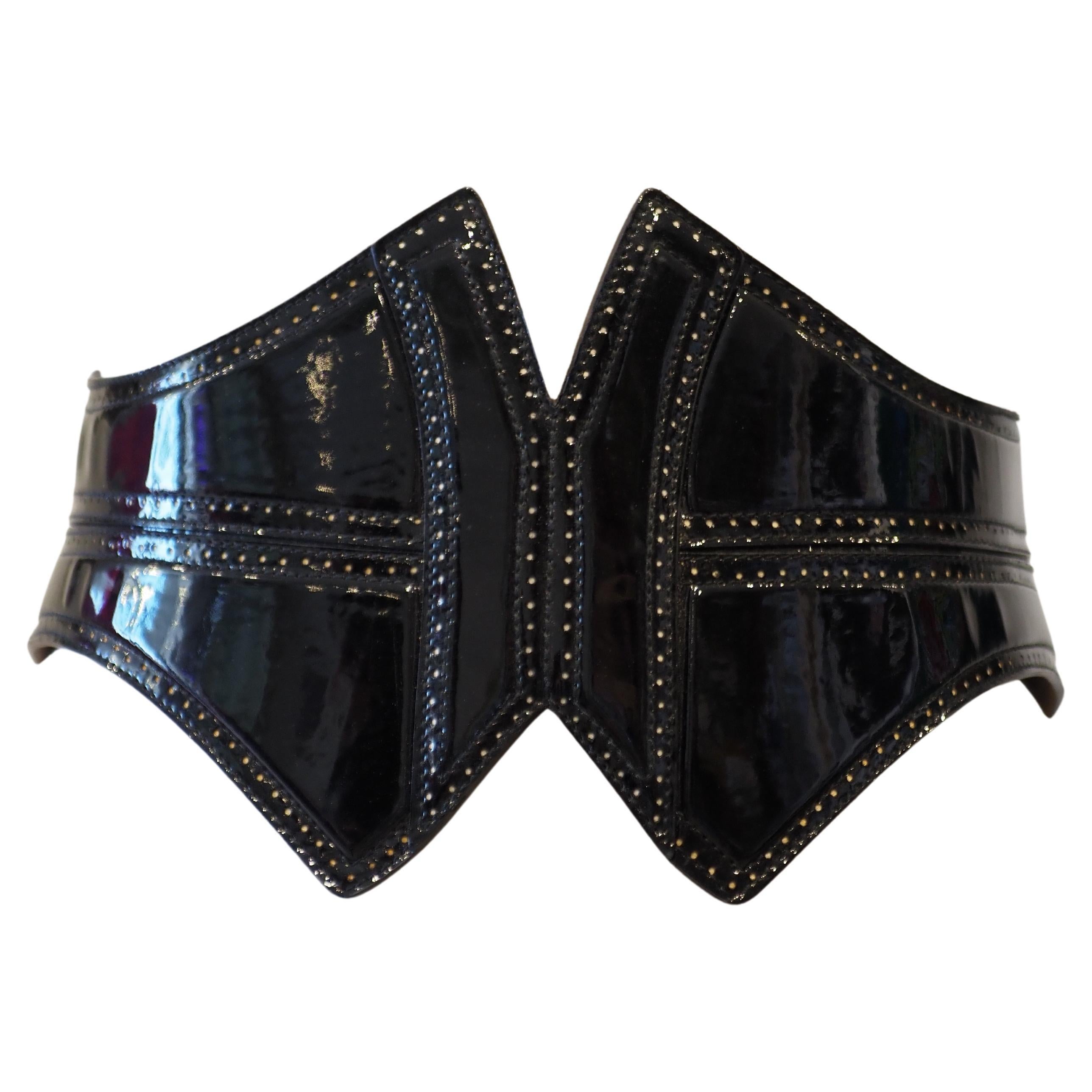 Alaia black patent leather belt