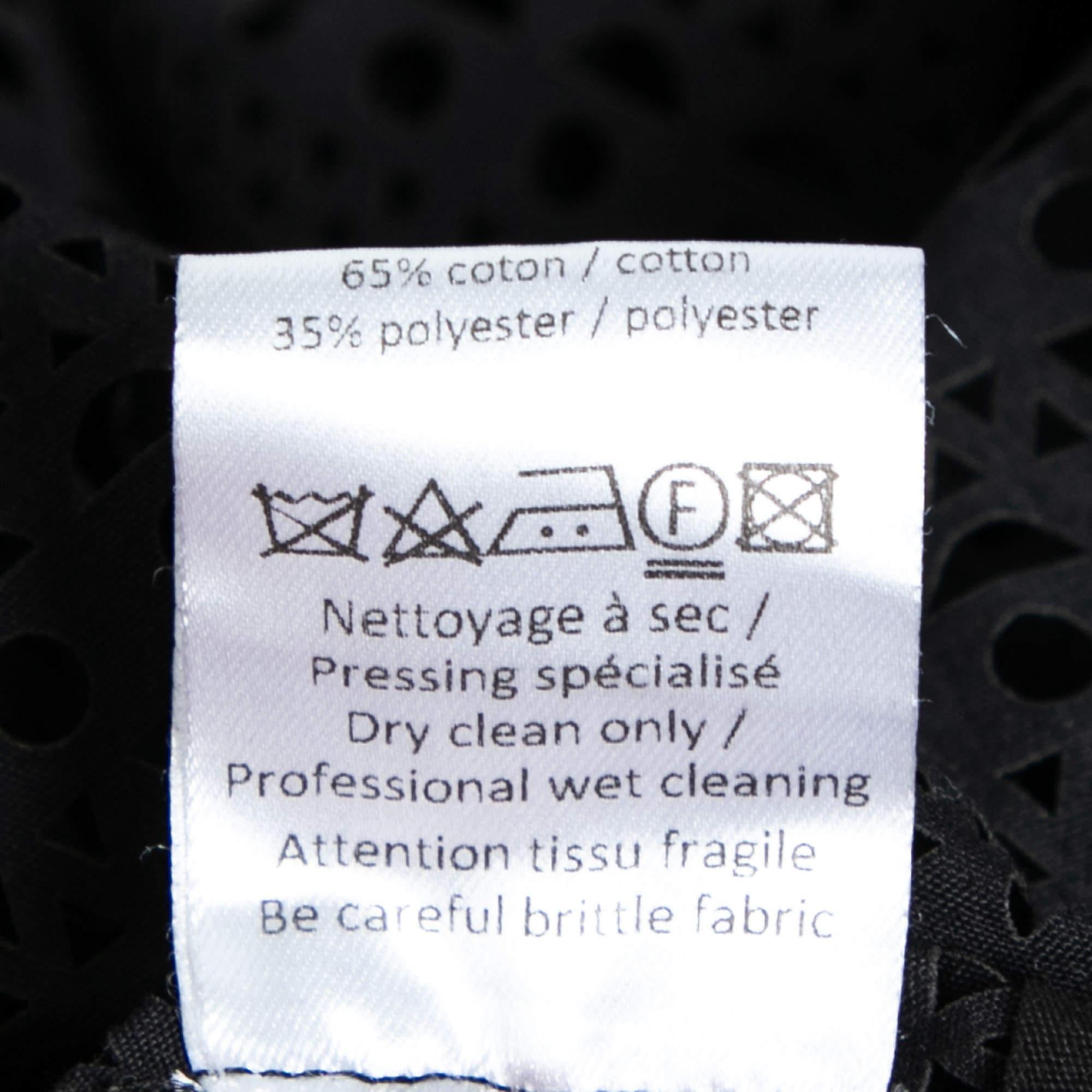 Alaia Black Patterned Laser Cut Cotton Shirt Dress M In Good Condition For Sale In Dubai, Al Qouz 2
