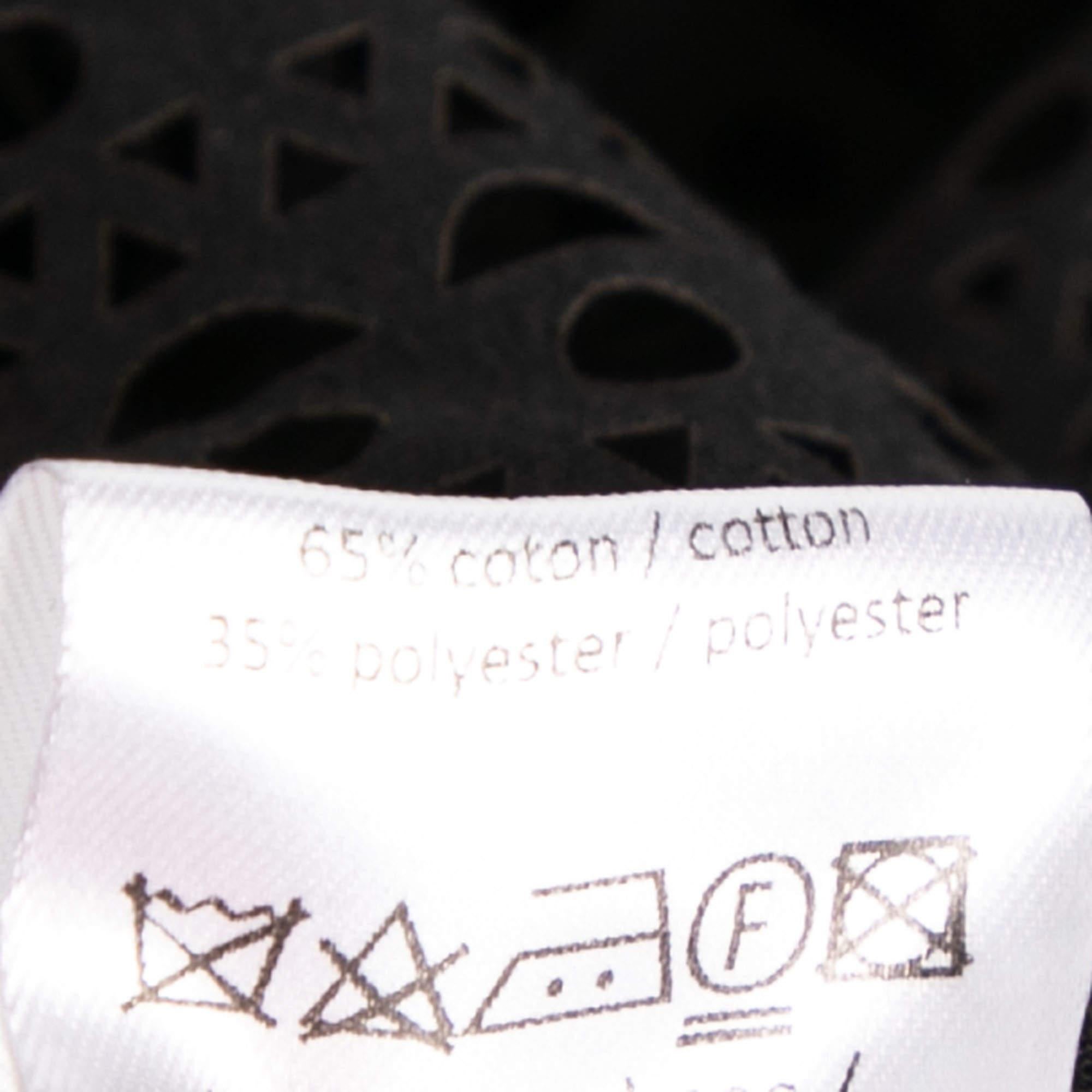 Alaia Schwarzes gemustertes Hemdkleid aus Baumwolle mit Laser-Schliff M Damen im Angebot