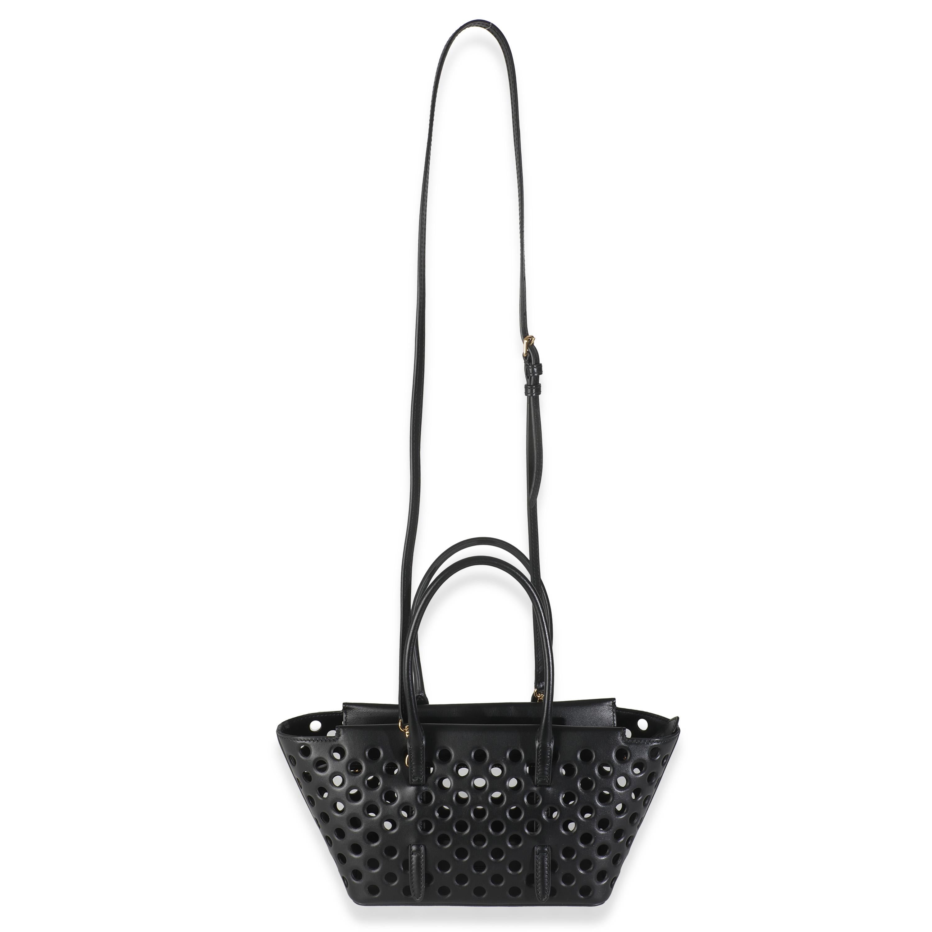 Alaia Black Perforated Calfskin Neo Mina 20 For Sale 1