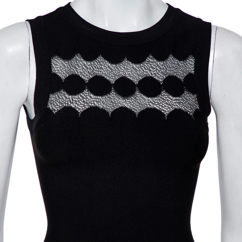  Alaia Black Perforated Knit Sleeveless Maxi Dress S In Good Condition For Sale In Dubai, Al Qouz 2