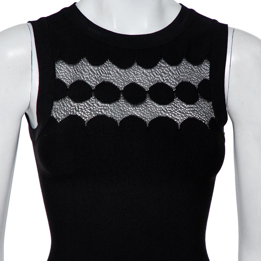 Alaia Black Perforated Knit Sleeveless Maxi Dress S 3