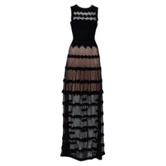 Used Alaia Black Perforated Knit Sleeveless Maxi Dress S