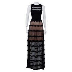 Alaia Black Perforated Knit Sleeveless Maxi Dress S