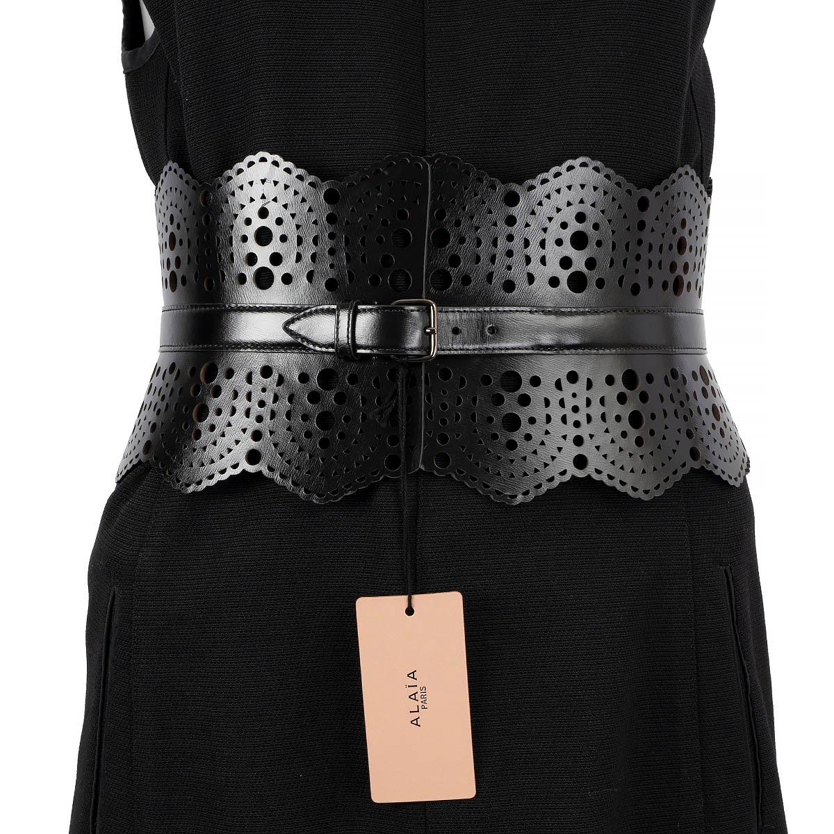 100% authentic Alaïa Bustier 120 corset belt made from smooth black calf leather and its wide strap is enriched with laser-cut details. Brand new with tags. Comes with dust bag and box.

Measurements
Model	AA1C082GCA096
Tag Size	70
Width	15cm