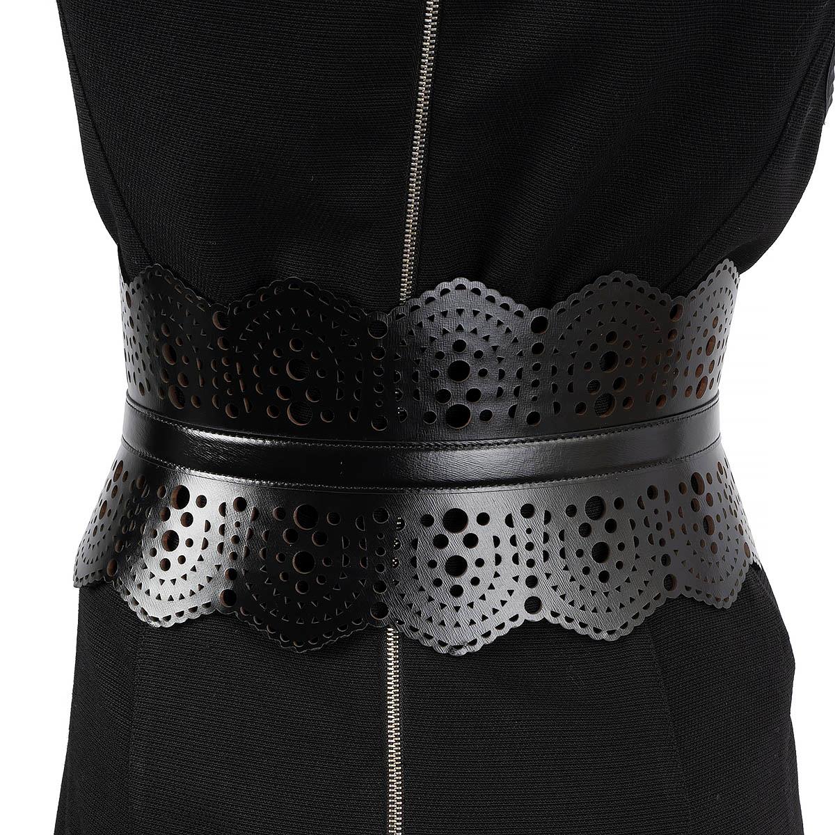ALAIA black perforated leather CORSET 120 WAIST Belt 70 In New Condition For Sale In Zürich, CH