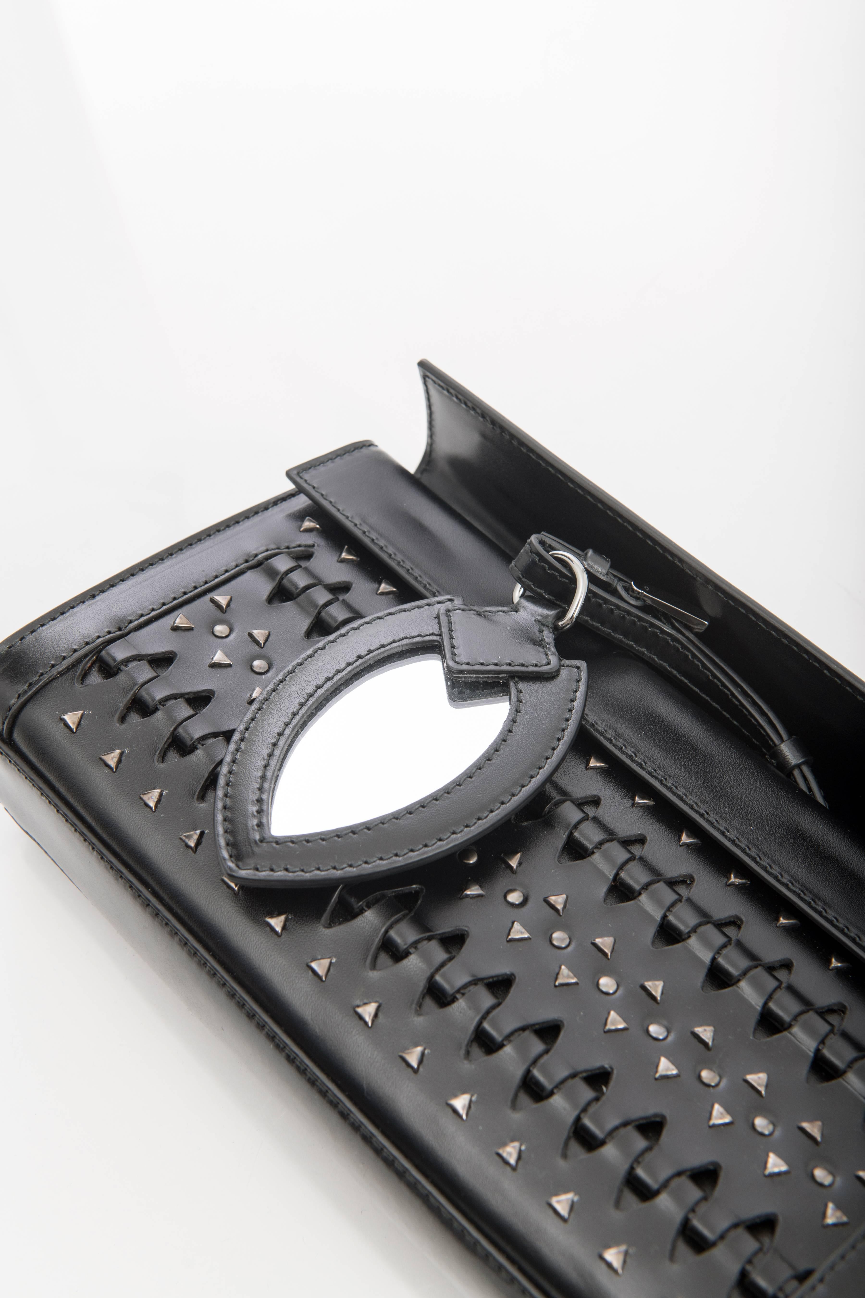 Women's or Men's Alaia Black Perforated Leather Studded Small Clutch Bag