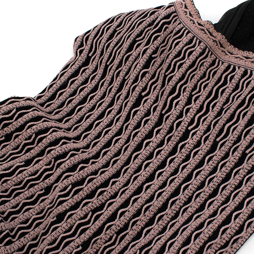 Alaia Black & Pink Stretch Knit Scalloped Dress - Size US 4 For Sale 3