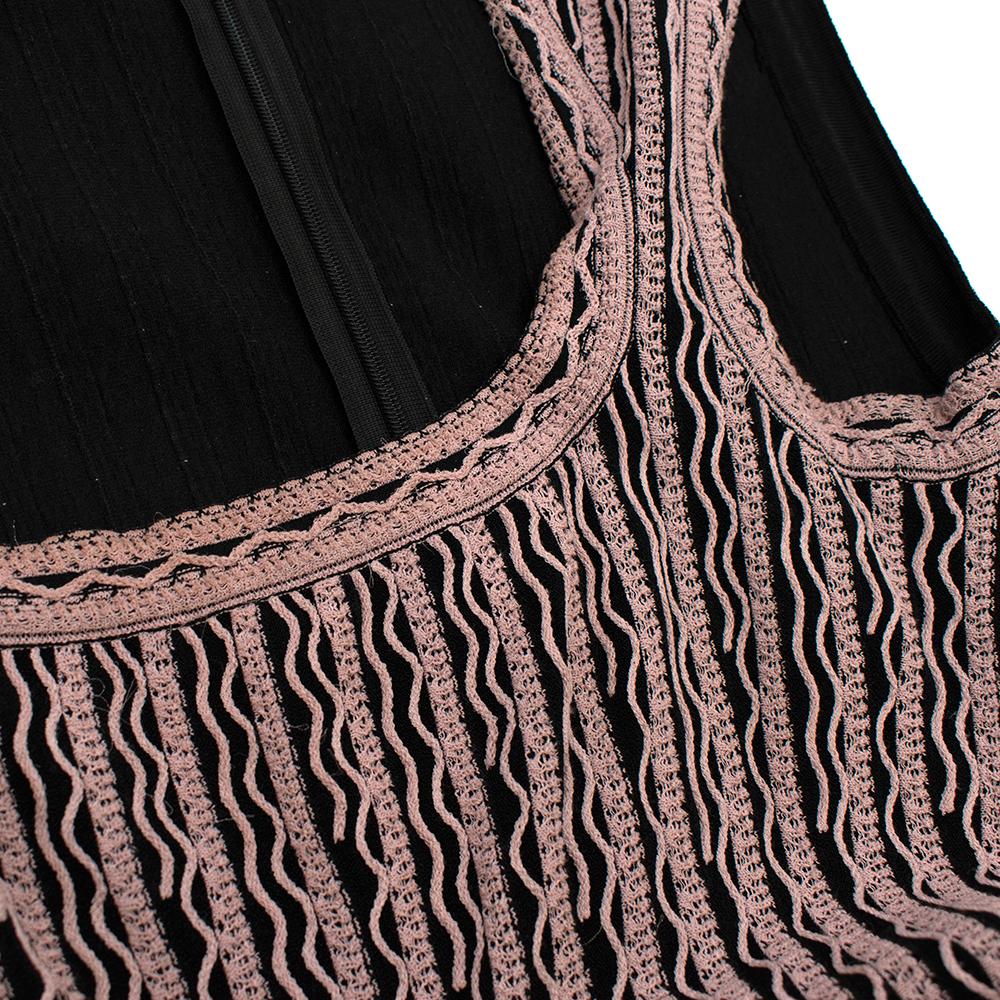 Women's or Men's Alaia Black & Pink Stretch Knit Scalloped Dress - Size US 4
