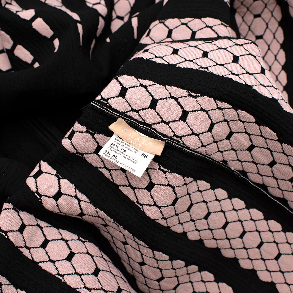 Alaia Black & Pink Stretch Knit Scalloped Dress - Size US 4 1