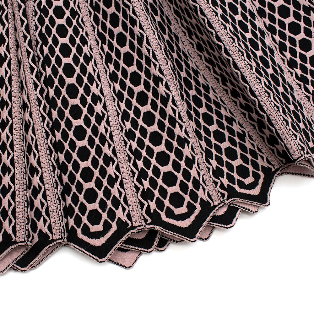 Alaia Black & Pink Stretch Knit Scalloped Dress - Size US 4 2