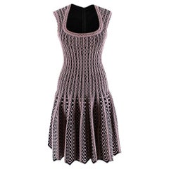 Alaia Black & Pink Stretch Knit Scalloped Dress - Size US 4