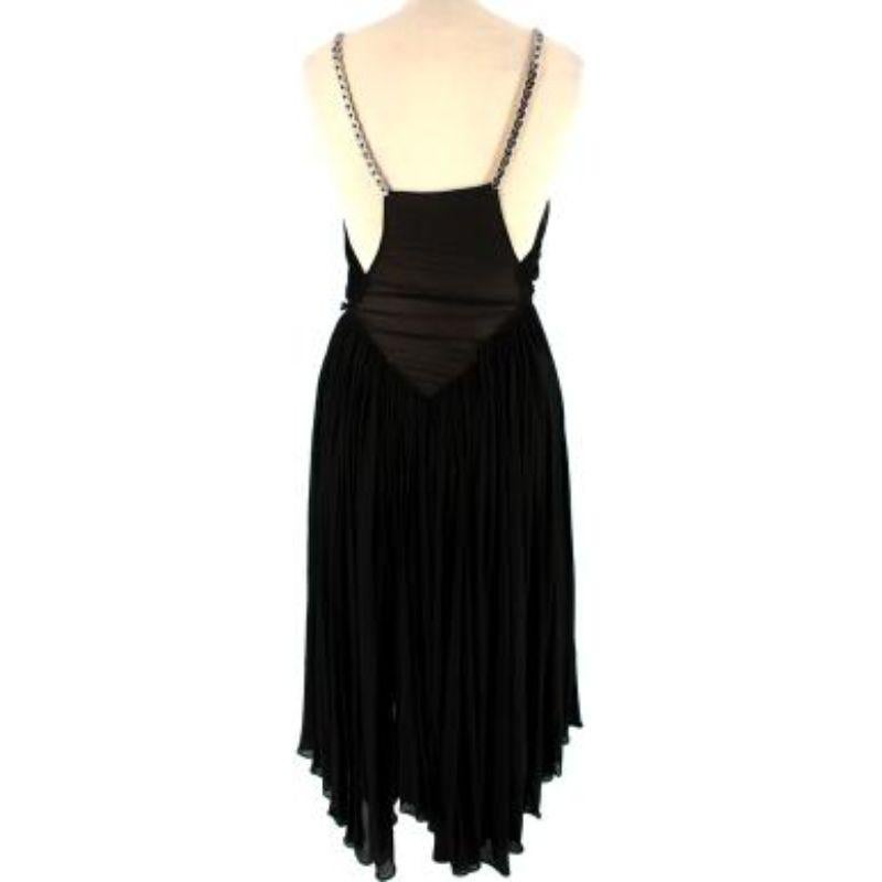 Alaia Black Pleated Chain Strap Dress In Good Condition For Sale In London, GB