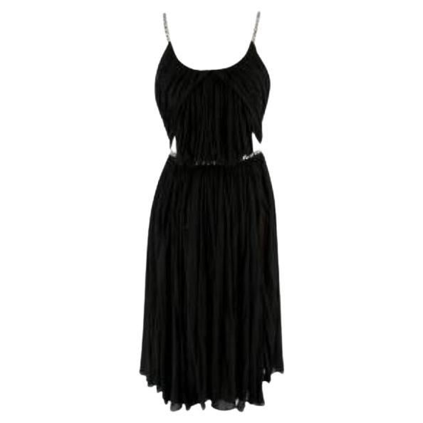 Alaia Black Pleated Chain Strap Dress For Sale