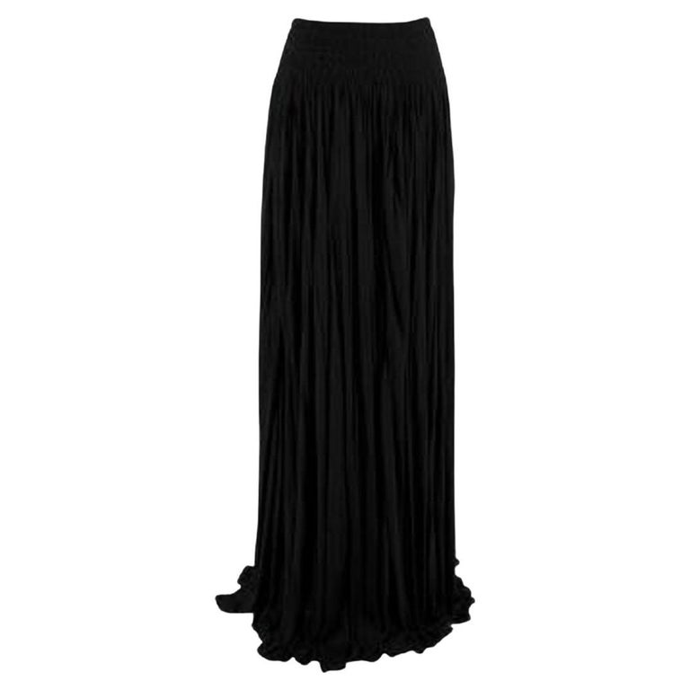 Alaia Black Pleated Maxi Skirt For Sale at 1stDibs