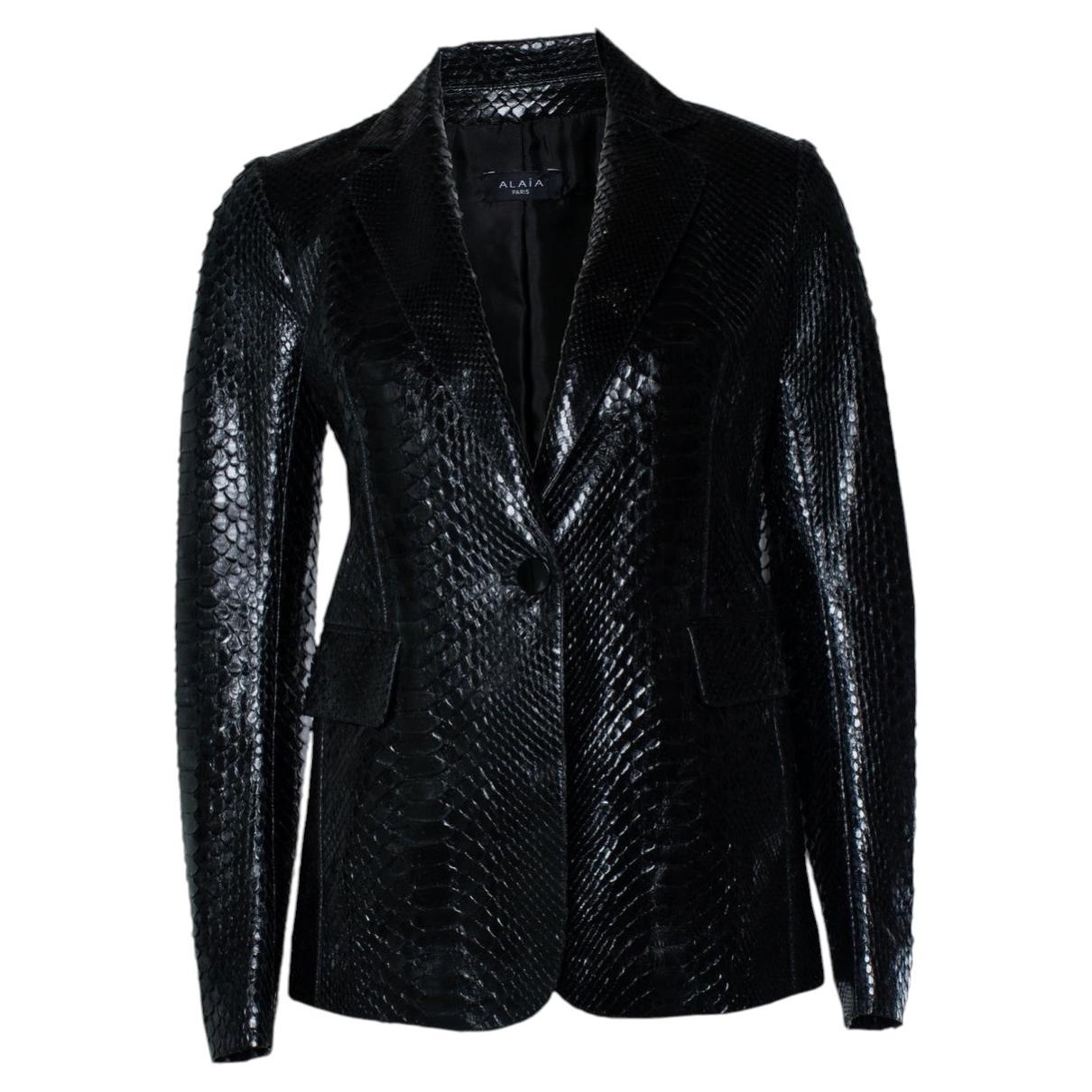 Alaia, black python blazer