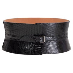 ALAIA black PYTHON WIDE WAIST Belt 75